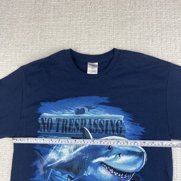 Vintage Sharks Ocean Oversize Print Graphic Blue T-Shirt Mens M VTG - Picture 9 of 16